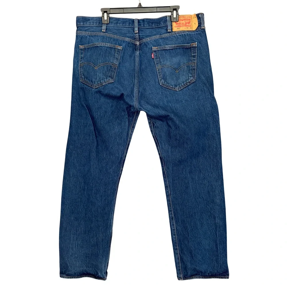 Levis 501 Original Fit Mens Jeans 40x32 Blue Denim‎ Button Fly Straight Leg